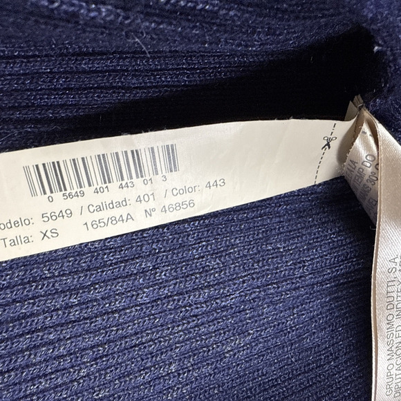 Massimo Dutti Blue Open Front Wool Alpaca Viscose Blend Knit Sweater Navy XS - Picture 7 of 8